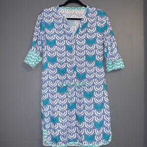 Blue and Teal Printed Women’s Casual Tunic Dress